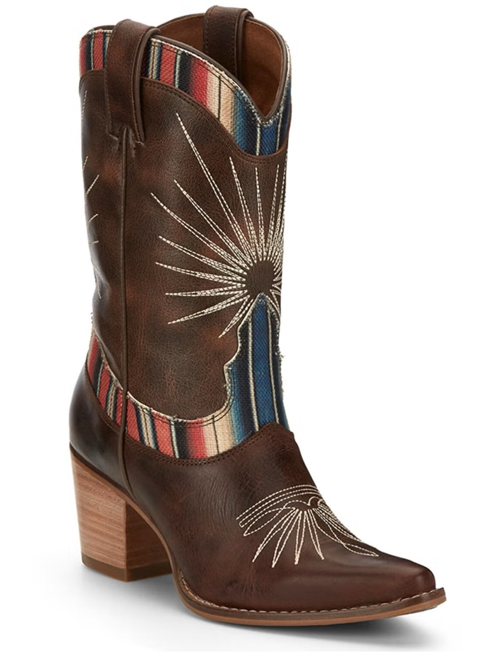 Nocona Conchita Pointed Toe Sun Burst Stitch Western Cowboy Boots Size 8